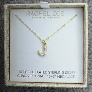 Rachel Zoe Letter "J" Necklace, 14K Gold Plated Sterling Silver